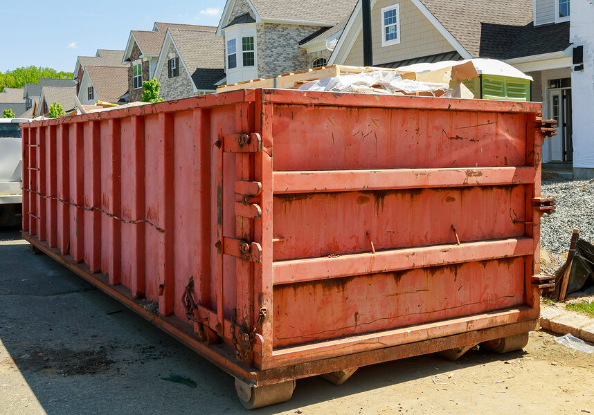 big old red dumpster